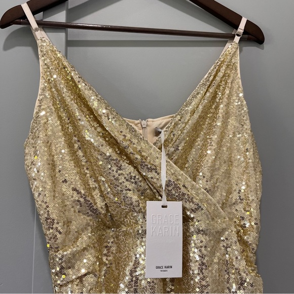 GRACE KARIN Sequin Dresses Spaghetti Strap Cocktail Party Bodycon - Picture 7 of 12